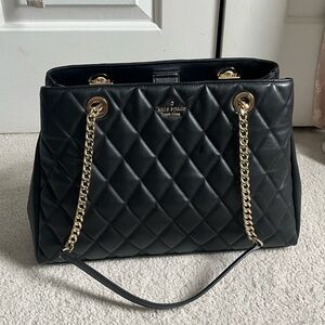 Kate Spade Black Quilted Shoulder Bag with Gold Chain